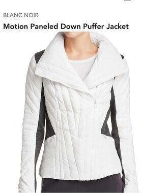Blanc Noir Motion Paneled Down Puffer Jacket White & Gray | Zip Ski Coat Size M